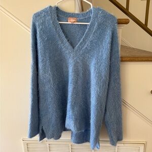 Show Me Your MuMu Fuzzy Blue V-Neck Sweater